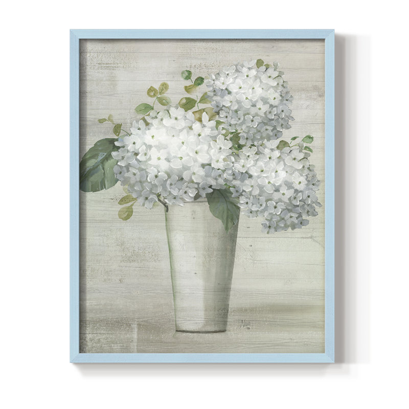 Simply Hydrangeas I, reproduction encadrée - bois massif, Bleu, H 21 po x l 17 po