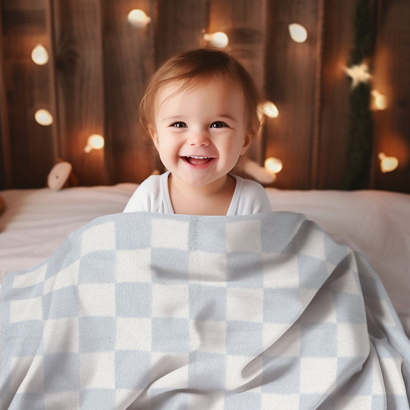 Jeté doux à carreaux pour enfants Luxury , Bleu