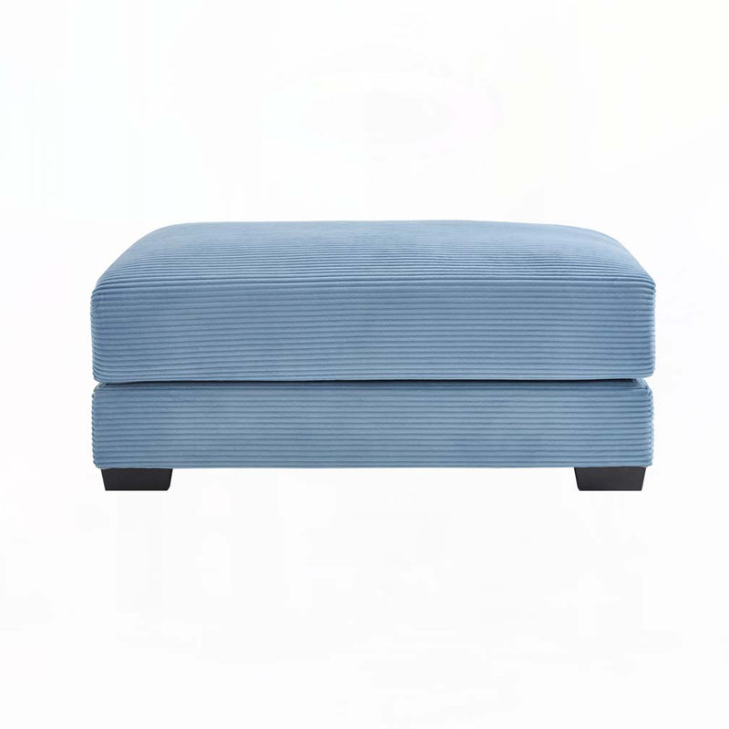 Corduroy Fabric Ottoman, Blue