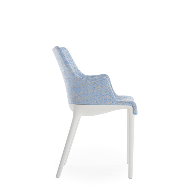 Eleganza Upholstered Dining Chair, White, Light Blue