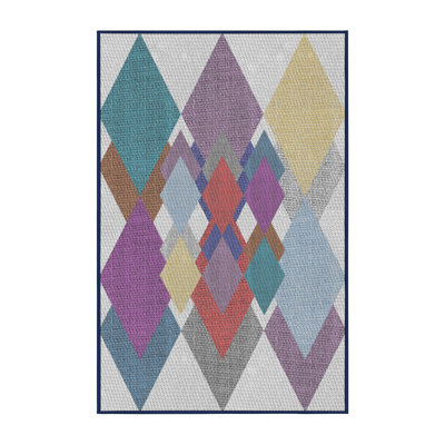 Tapis géométrique gris / rose