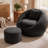 39.4" Black Wide Oversized Bouclé Barrel Chair with Lumbar Pillow, Foam-Filled Comfy Lounge Chair for Living Room and Bedroom