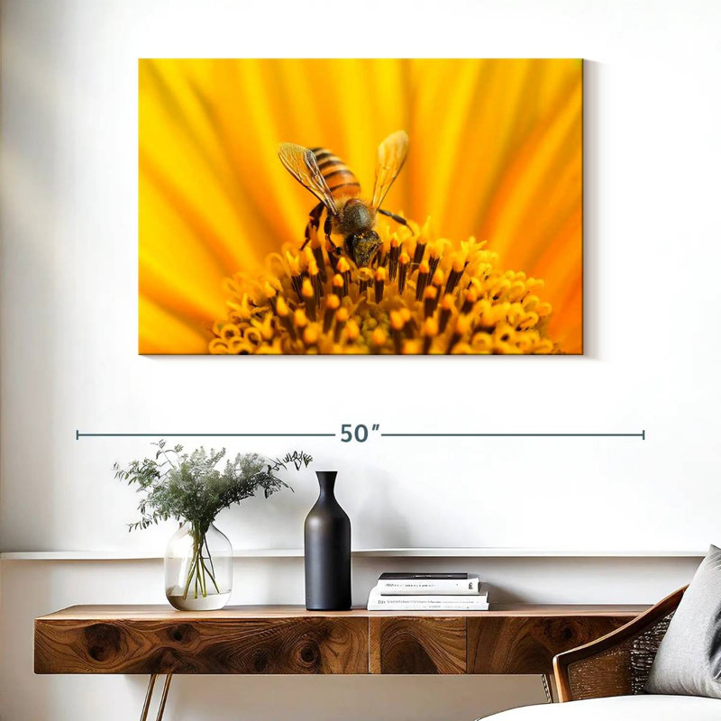 Harnek tournesol avec abeille, H 26 po x l 39 po