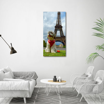 Dog In Paris - Wrapped Canvas Print