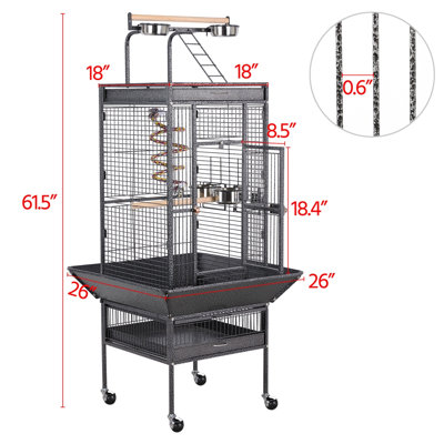 Tingley 61.5'' Play Top Floor Bird Cage with Wheels
