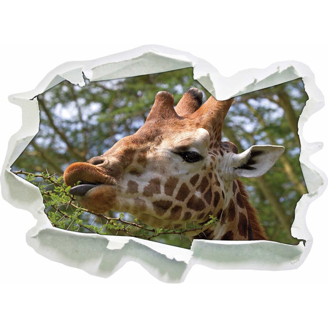 Niedliche Giraffe isst Wandaufkleber