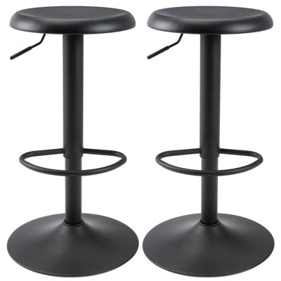 Ensemble de 2 tabourets de bar, tabourets de bar pivotants à hauteur réglable, tabourets de bar Airlift en métal, chaises de bar à hauteur de comptoir sans dossier pour la cuisine, salle à manger, pub, café