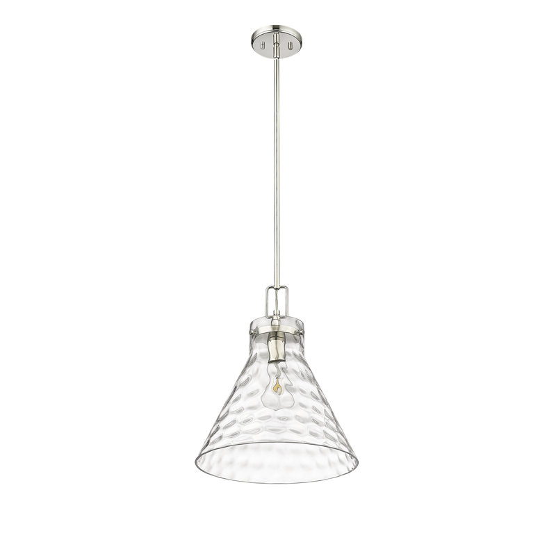 Luminaire suspendu conique à 1 lumière Kamaj, Nickel poli