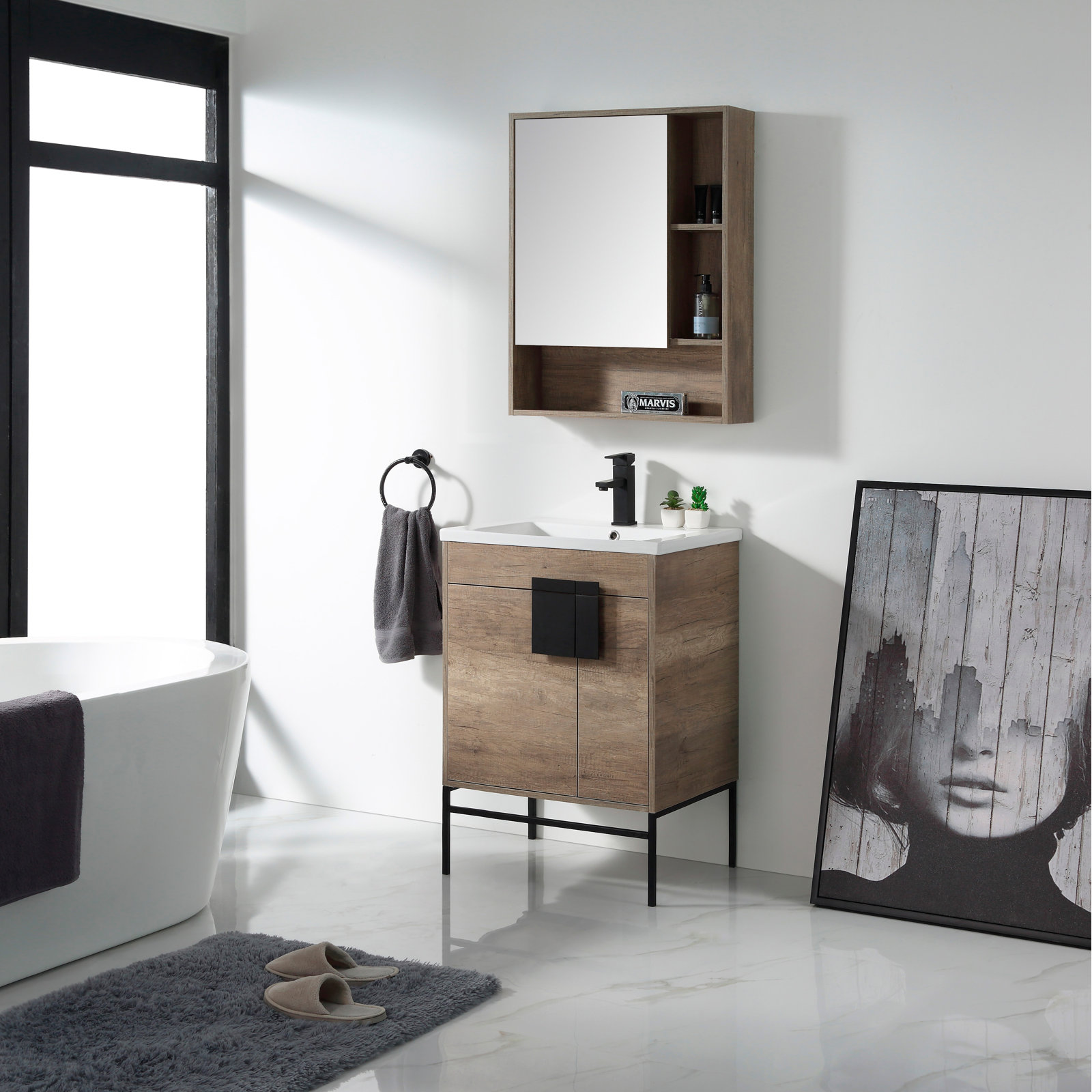 Jensen Surface Medicine Cabinet, Gray, Left