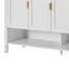 Buffet de rangement en panneau de fibres à densité moyenne avec 4 portes, buffet multifonctionnel avec tablette ouverte et 2 tablettes réglables, armoire moderne avec crochets doubles, blanc-251408471