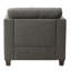 Chaise avec accoudoirs évasés gris clair et coussins décoratifs