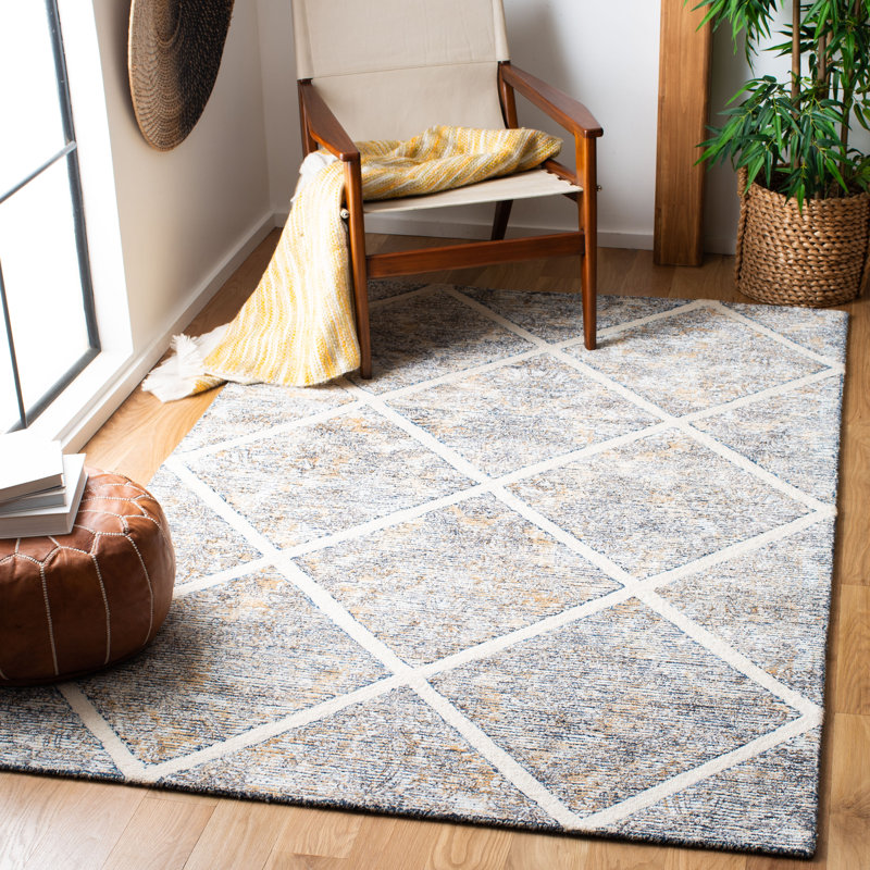 Tapis géométrique en laine / viscose touffeté à la main Vesper 600, Rectangle 4 pi x 6 pi