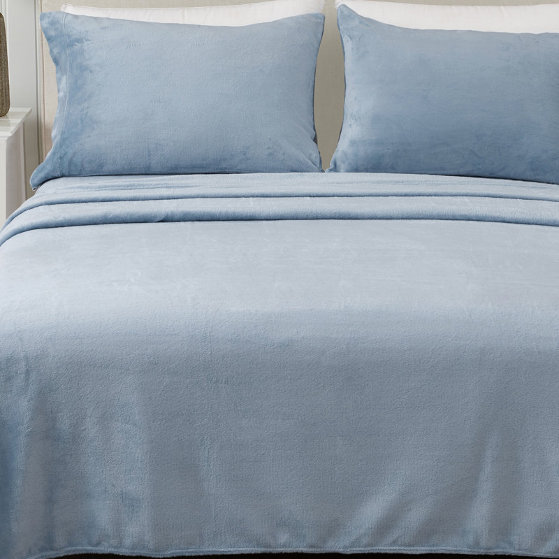 Ensembles de draps en velours ultra doux, Roi, Bleu perle