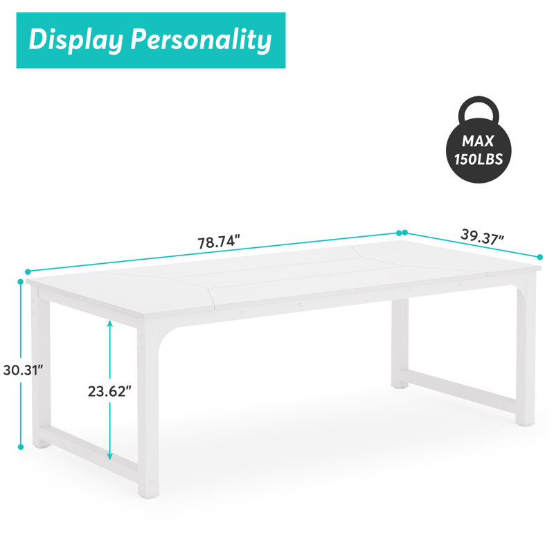 Table de salle à manger, L 39,4 po x L 78,7 po, Blanc, Blanc