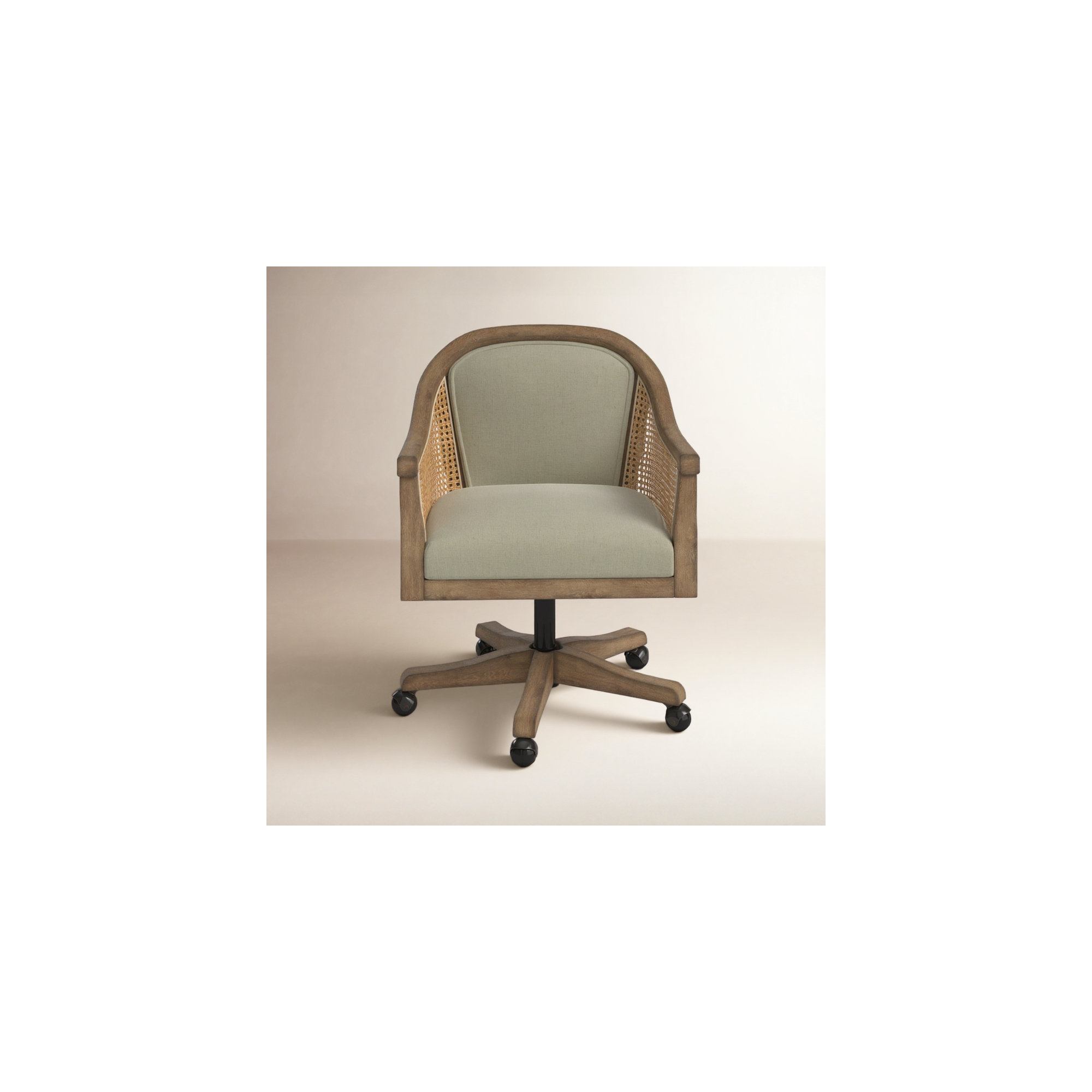 Ackeron Solid Wood Home Office Task Chair, Linen