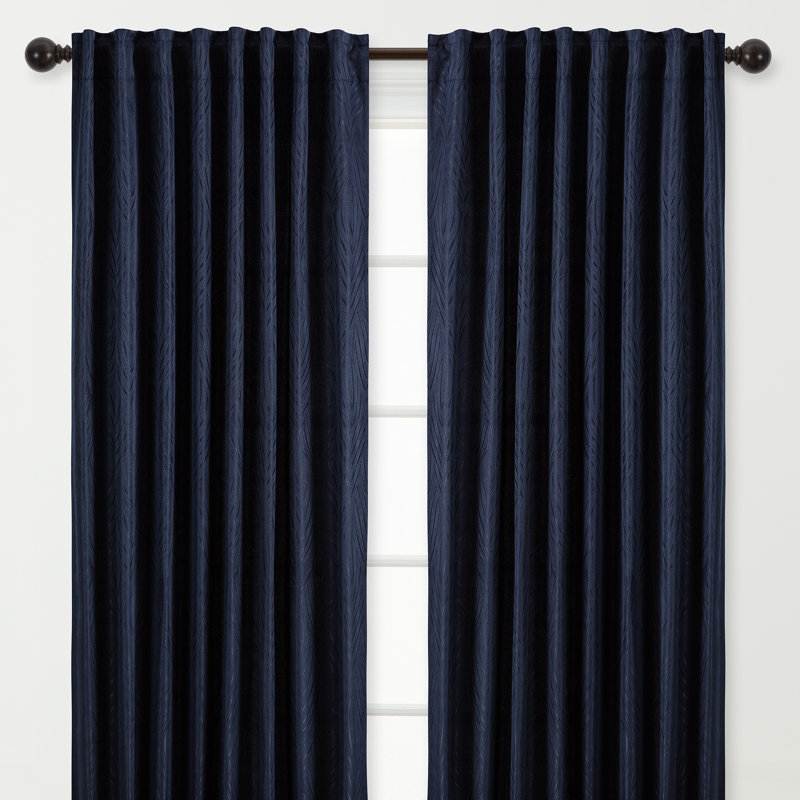 Panneaux de rideaux simples obscurcissant avec passe-tringle, Bleu marine, l 52" x L 63"