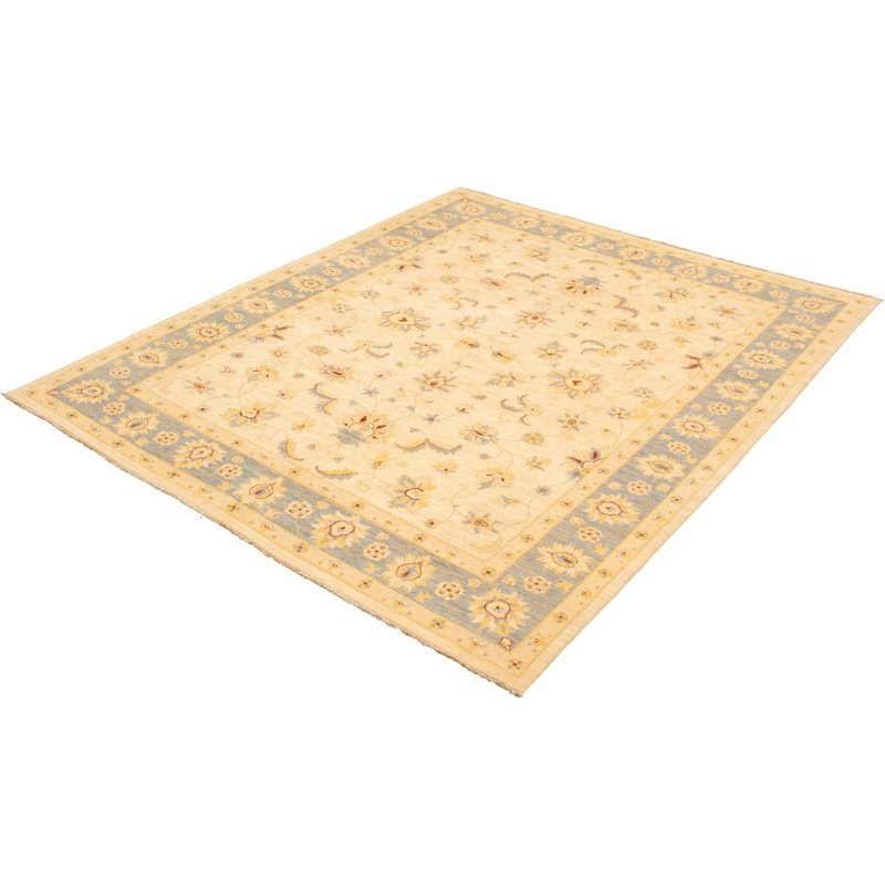 Tapis décoratif en laine de conception unique 8 pi 2 po x 10 pi ushak noué à la main