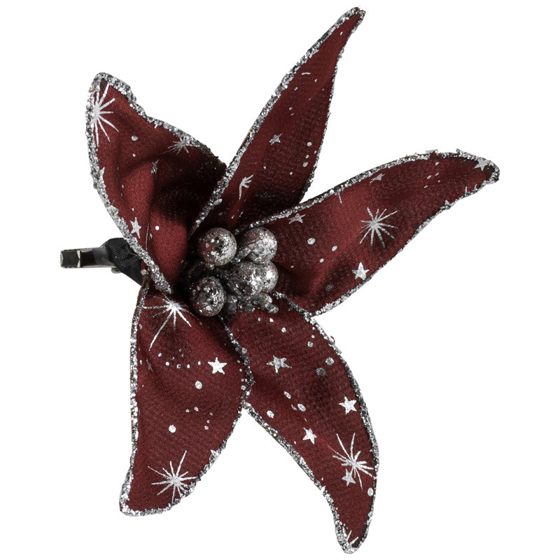 Ornement de Noël à paillettes Starburst - 6 po - rouge et argent