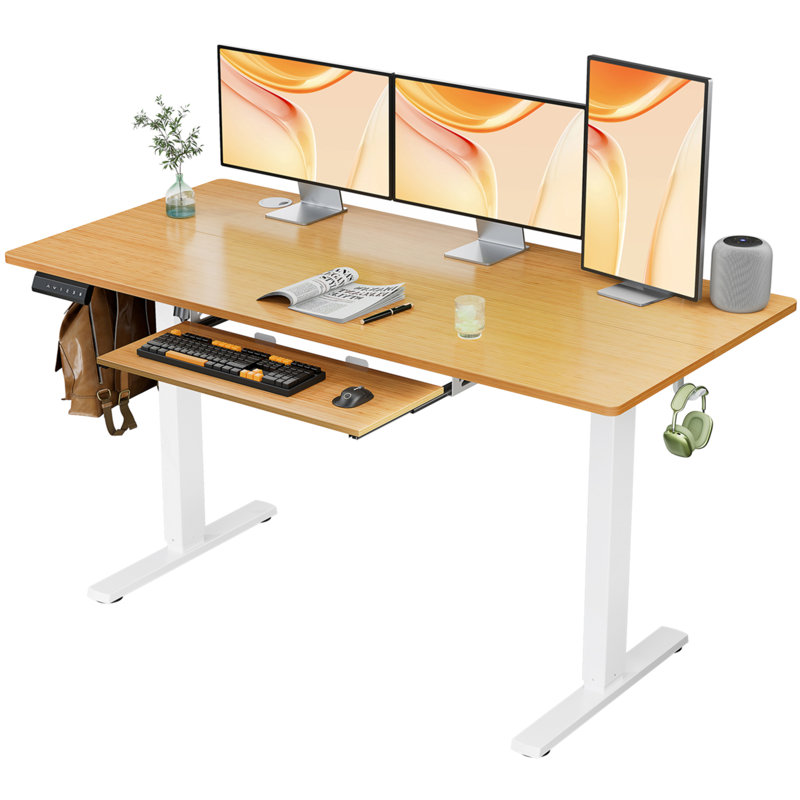 Bureau debout à hauteur ajustable Marche, H 46 po x l 55 po x P 23 po, Naturel / Blanc