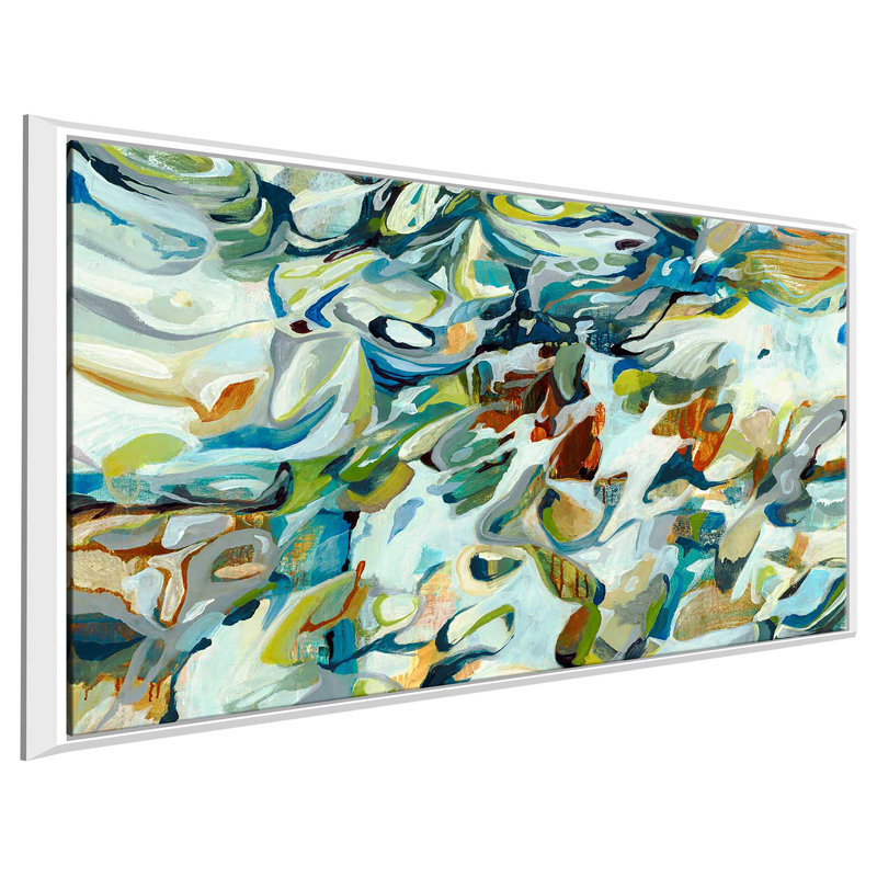 In the Flow III - peinture à cadre flottant, H 21,5 po x l 33,5 po x P 2 po, Cadre flottant blanc