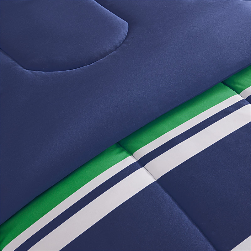 Ensemble d'édredon pour enfants avec taies décoratives, Navy Blue & Green, Très grand lit
