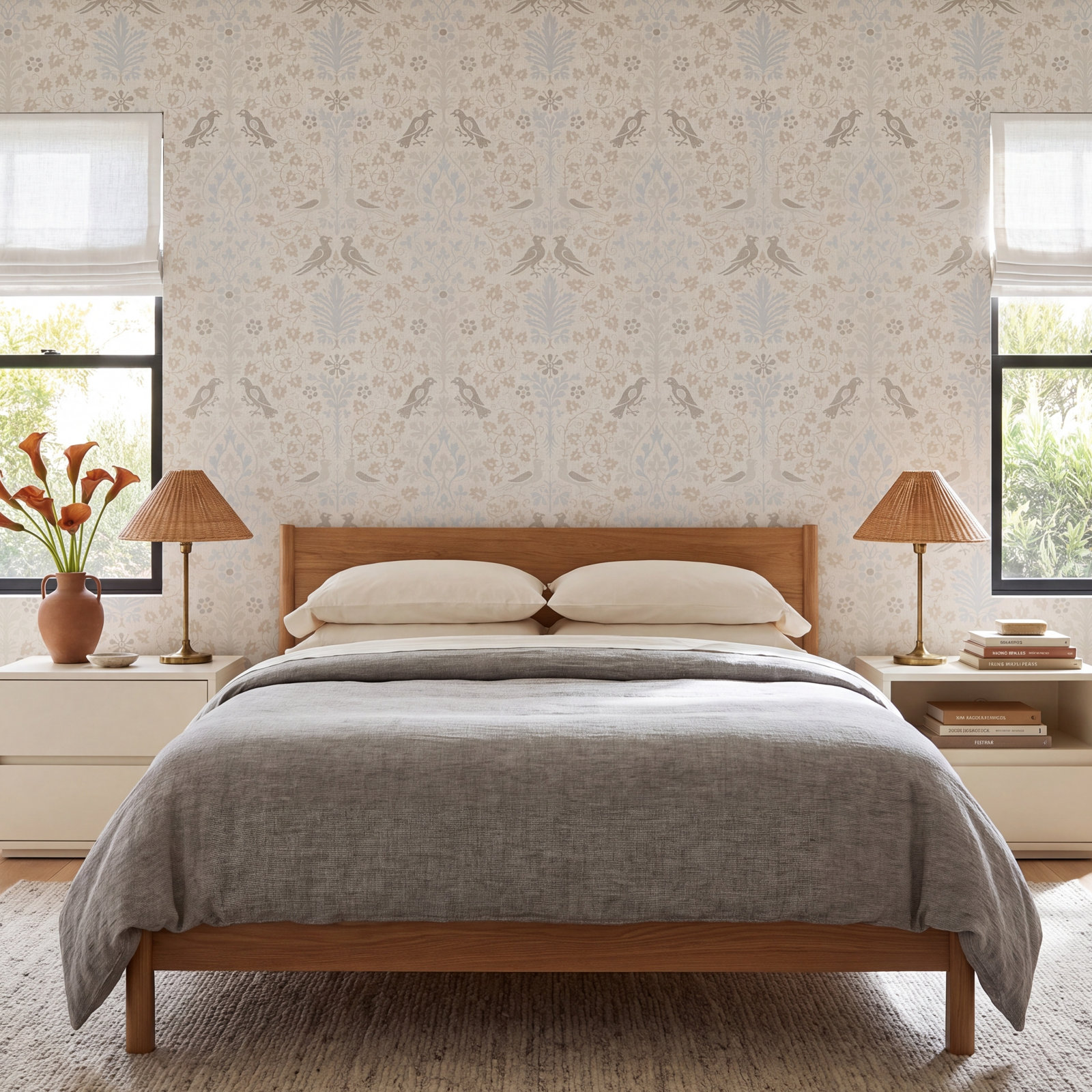 Yuki Osada Damask Wallpaper, Oatmeal