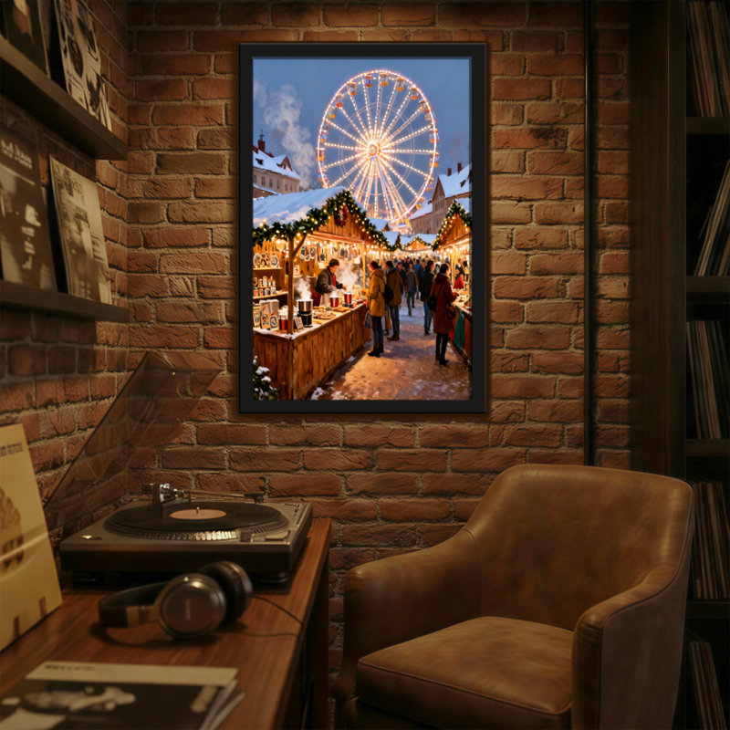 Marché de Noël de Noël avec grande roue et lumières, H 30 po x l 20 po
