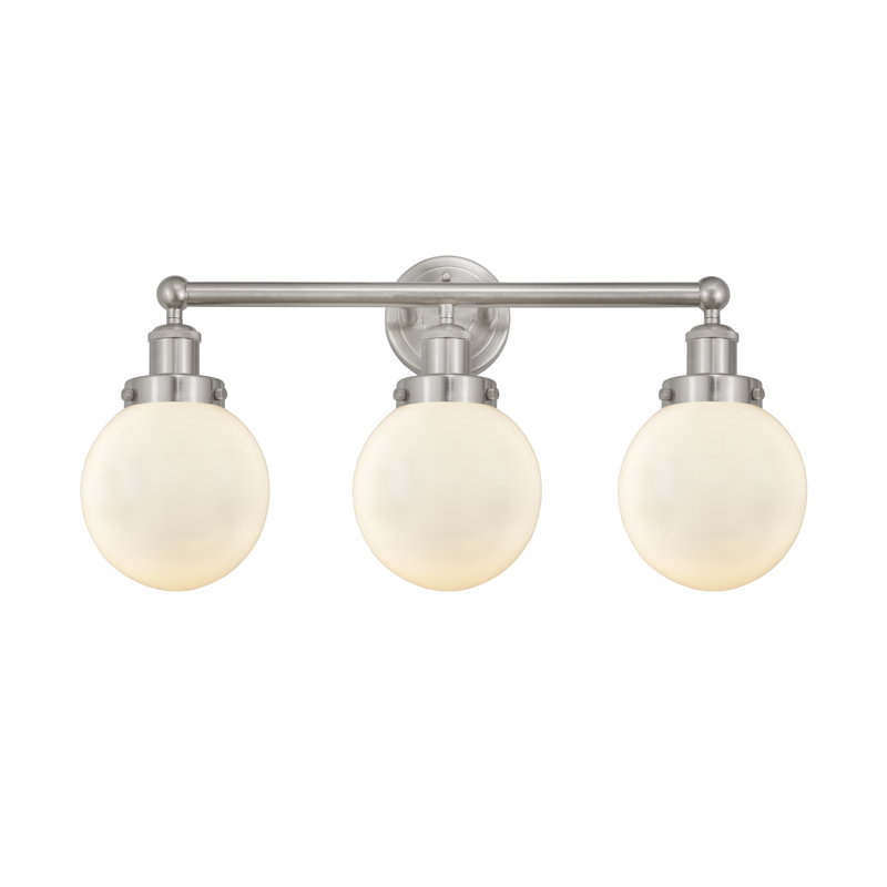 Alphonsa 3 - Light Dimmable Vanity Light, Matte White, Brushed Satin Nickel
