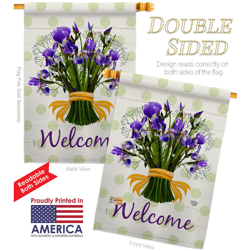 Drapeau de maison iris en polyester 3 pi 3 po x 2 pi 3 po Bouquet Iris