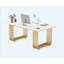 Bureau de direction moderne 70,9 po en blanc avec pieds en métal doré, poste de travail en bois
