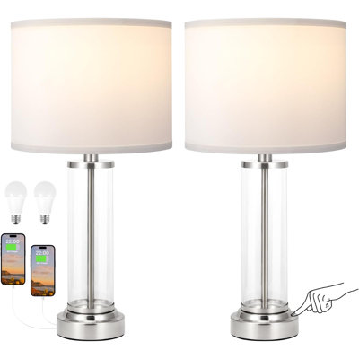 Lampe de chevet tactile pour table de chevet avec USB C + A, table de chevet à intensité variable à 3 voies pour le salon