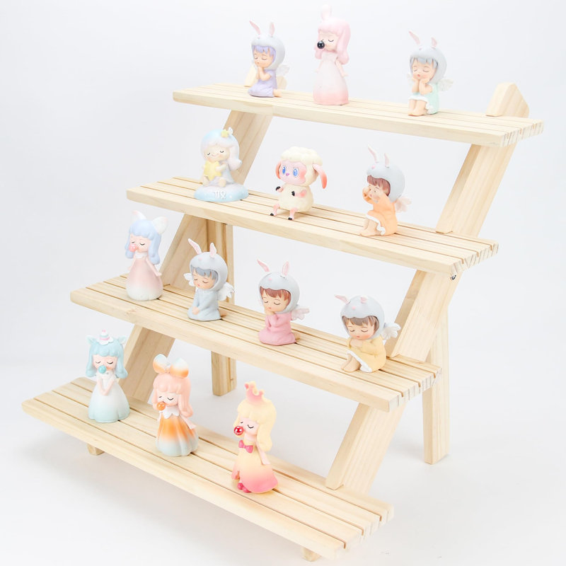 4 Tier Wooden Earring Display Stand 12 Slots Retail Jewelry Card Holder Display Stand