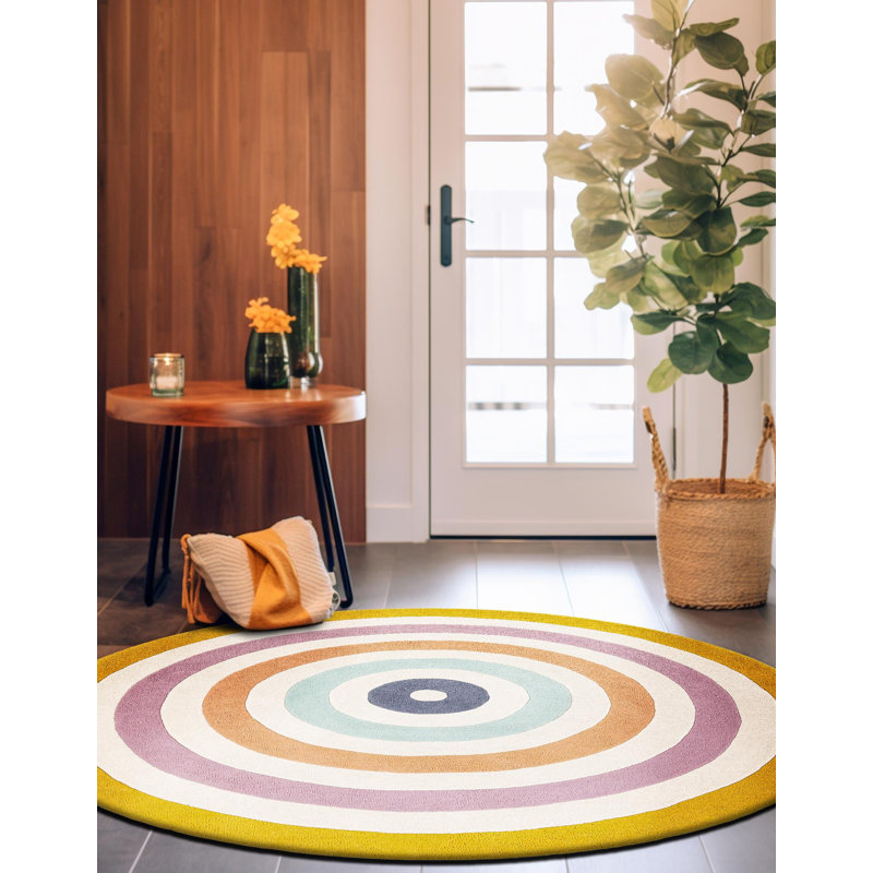 Tapis en laine touffeté à la main Latitude Run®, Rond 7 pi 10 po
