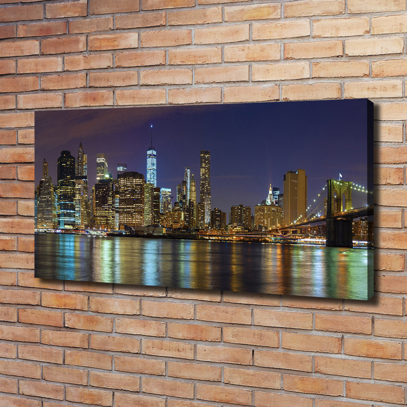 Manhattan By Night - Wrapped Canvas Print