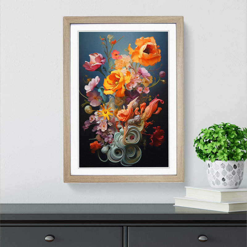 Floral Orphism - Framed Print, Oak Framed, 34cm H x 25cm W