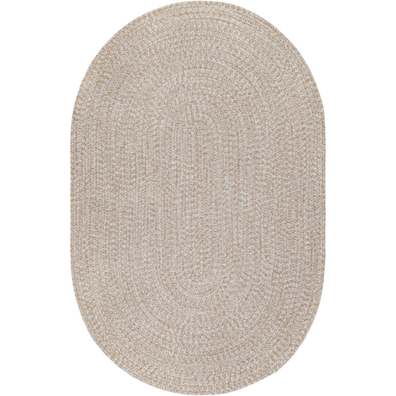 Tapis intérieur / extérieur beige Leroux, Ovale 5 pi x 7 pi 6 po