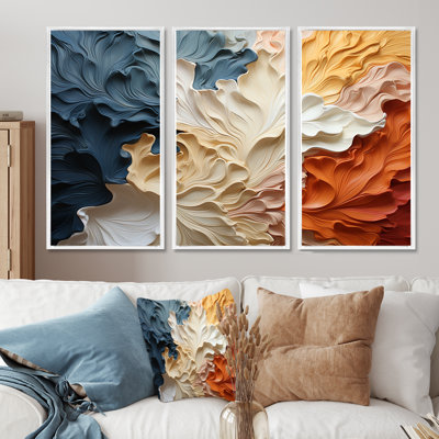 «Beige et orange Custards Collage III», ensemble d'art mural sur toile abstraite