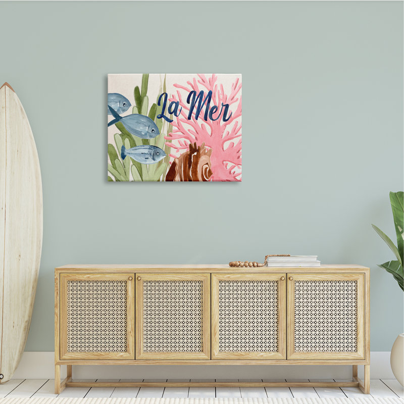 Poissons peu profonds La Mer, Plaque murale, H 40 po x l 40 po x P 1,5 po