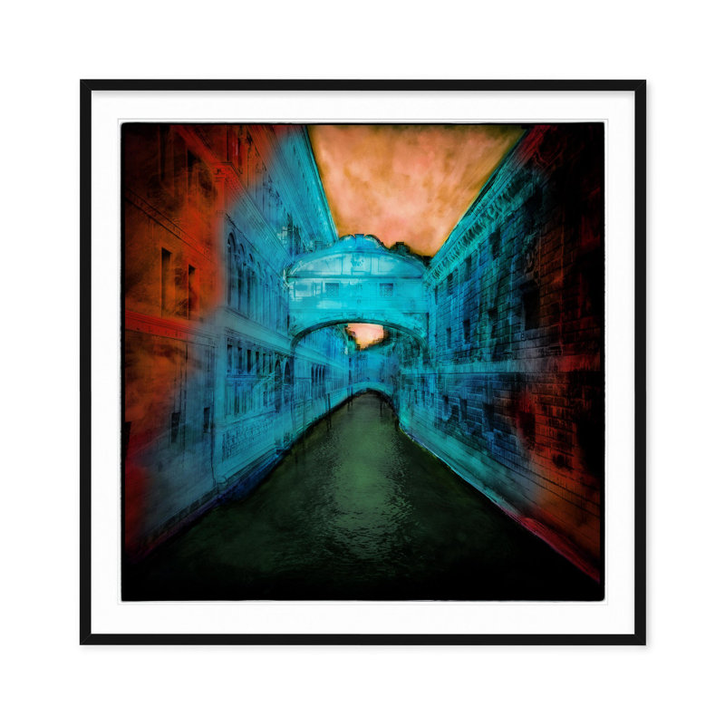 Bridge of Sighs - Picture Frame Graphic Art on Paper , 30" H x 30" W, Black Framed