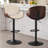 Bentwood Swivel Adjustable Height Bar Stools, Faux Leather Upholstered Barstool with Metal Frame (Set of 2, Gray)-237294383-260516751