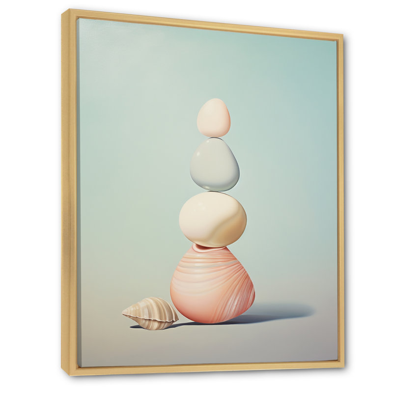 Impression sur toile Lashonn Seashell, H 32 po x l 16 po x P 1 po, Cadre naturel flottant
