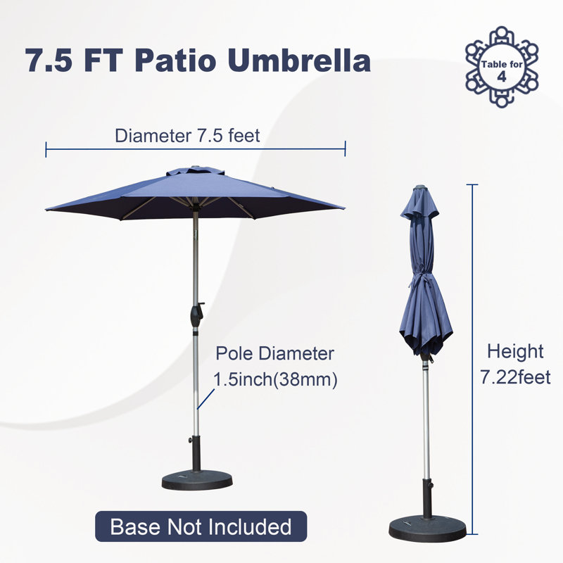 Parasol de patio 116,14 po Sirley, Bleu marine