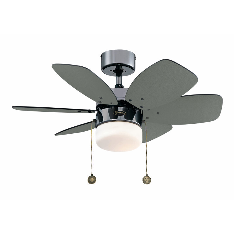 Ventilateur de plafond standard à 6 pales 30 po avec chaîne de traction et ensemble d'éclairage inclus Flora, Noir / graphite