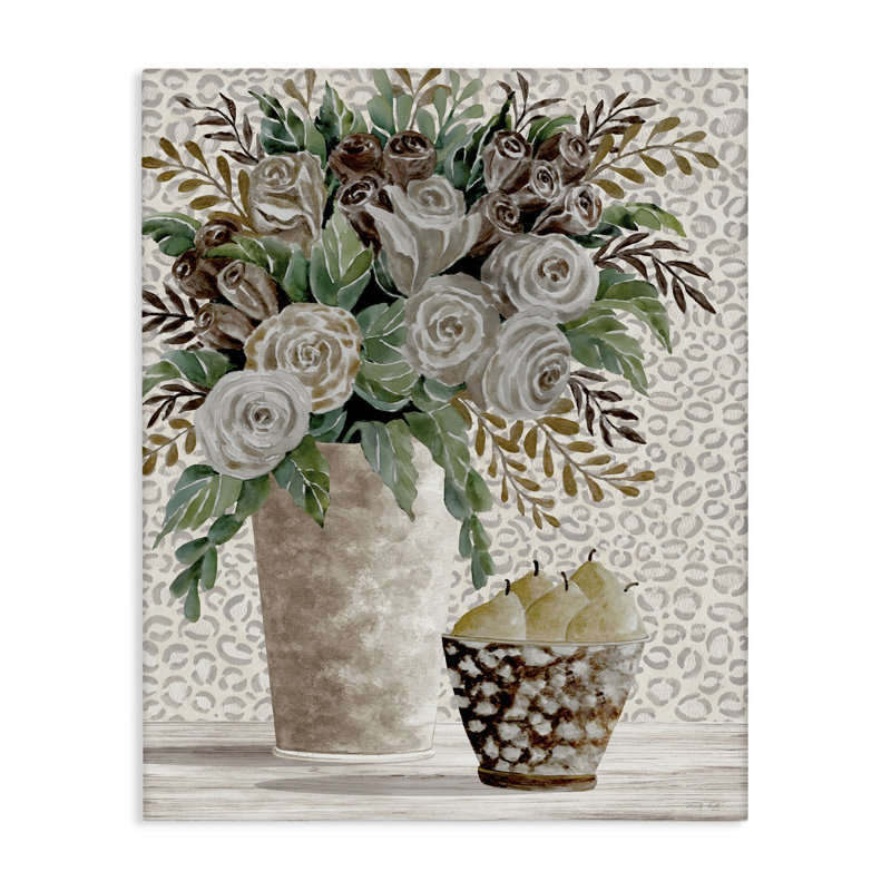 Bouquet sur toile à motif léopard, design par Cindy Jacobs, H 40 po x l 30 po