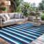 Tapis extérieur rayé bleu / blanc-236610569-263726472
