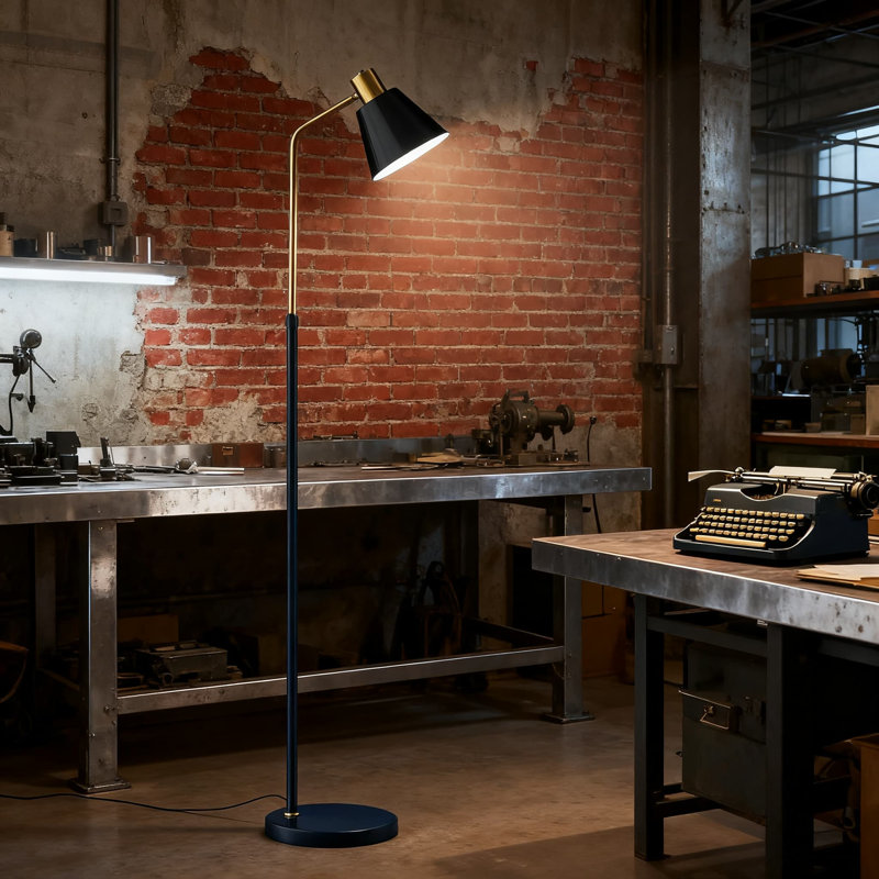 Lampe sur pied industrielle rétro avec DEL 12 W à intensité variable, 3 températures de couleur, col-de-cygne réglable à 360 ° et hauteur pour le salon, la chambre à coucher, la lampe de lecture de bureau