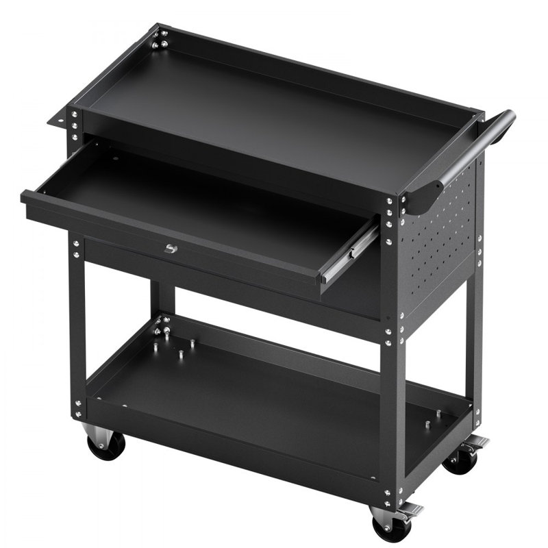 Chariot de travail sur roulettes à 4 niveaux avec chariot et panneau perforé 350 lb