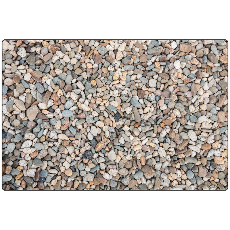 Tapis gris touffeté Pebbles Photo Realistic, Rectangle 4 pi x 6 pi