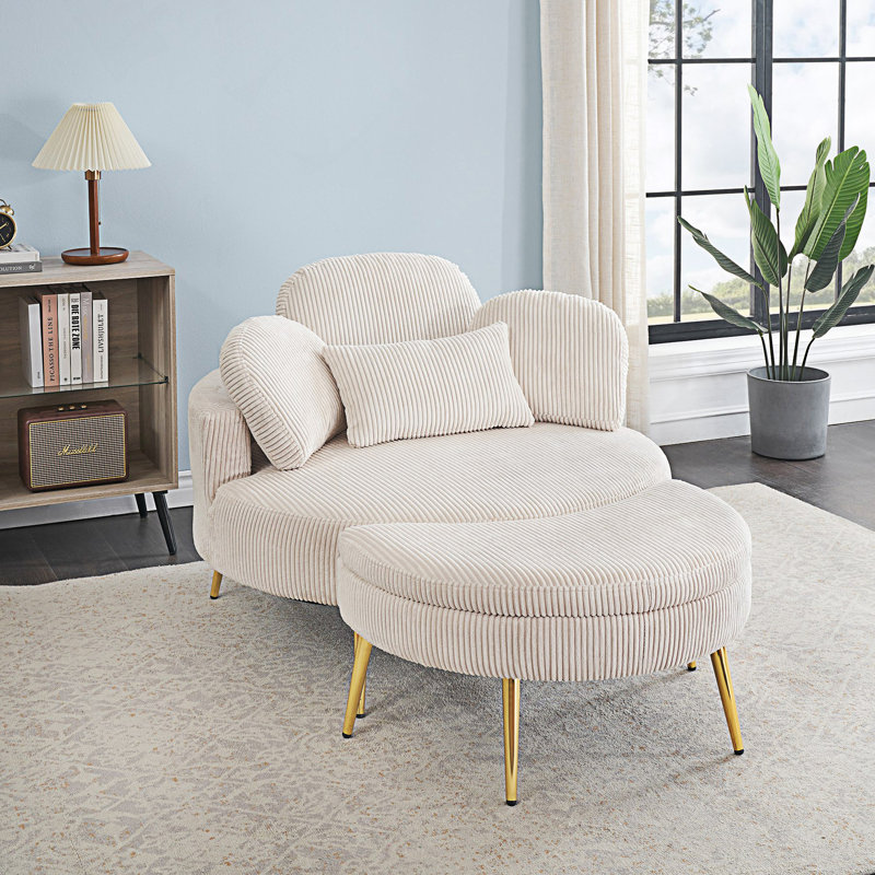 Compact Sofa With End Table, Beige
