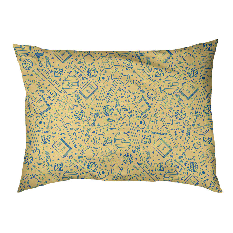 Coussin Byrge, Grand (H 17 po x l 52 po x P 42 po), Jaune / Bleu